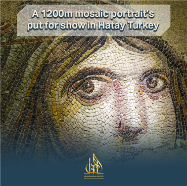 لوحة فسيفساء حجرية بحجم 1200م تعرض في هاتاي التركية